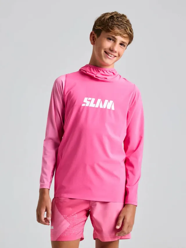 Slam One Design OD Jr Tech Hooded T-Shirt hettegenser Greek Blue 128 UPF 50+