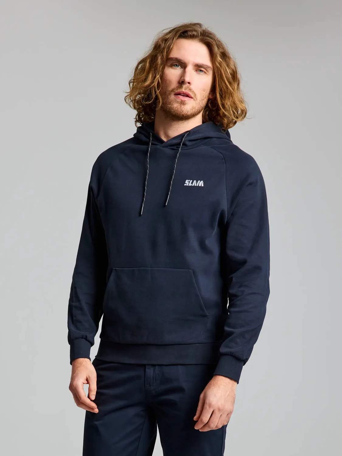Slam Deck Hoodie hettegenser herre, mørk marine, bomull
