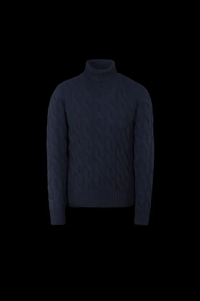 Moorer GORDON-WS3 høyhalset genser marine/milk ull cashmere
