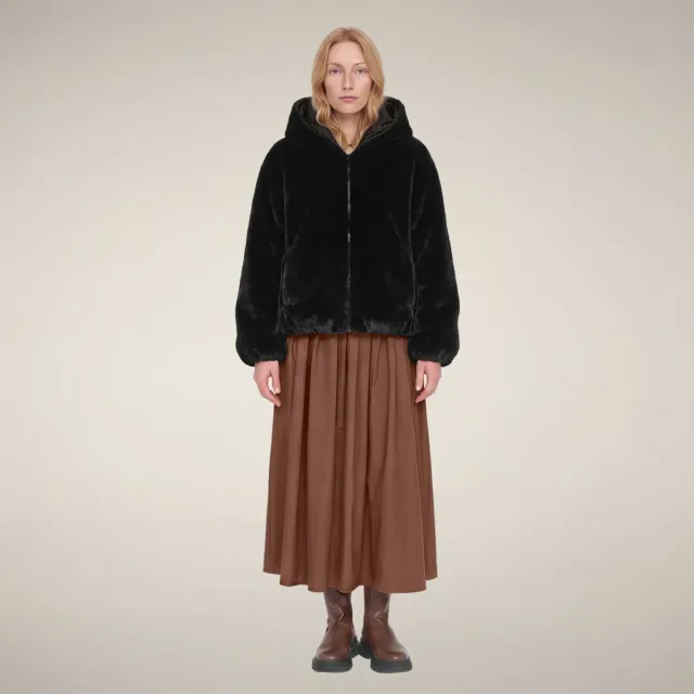 Save The Duck Fashion Laila jakke dame Black vendbar fuskepels