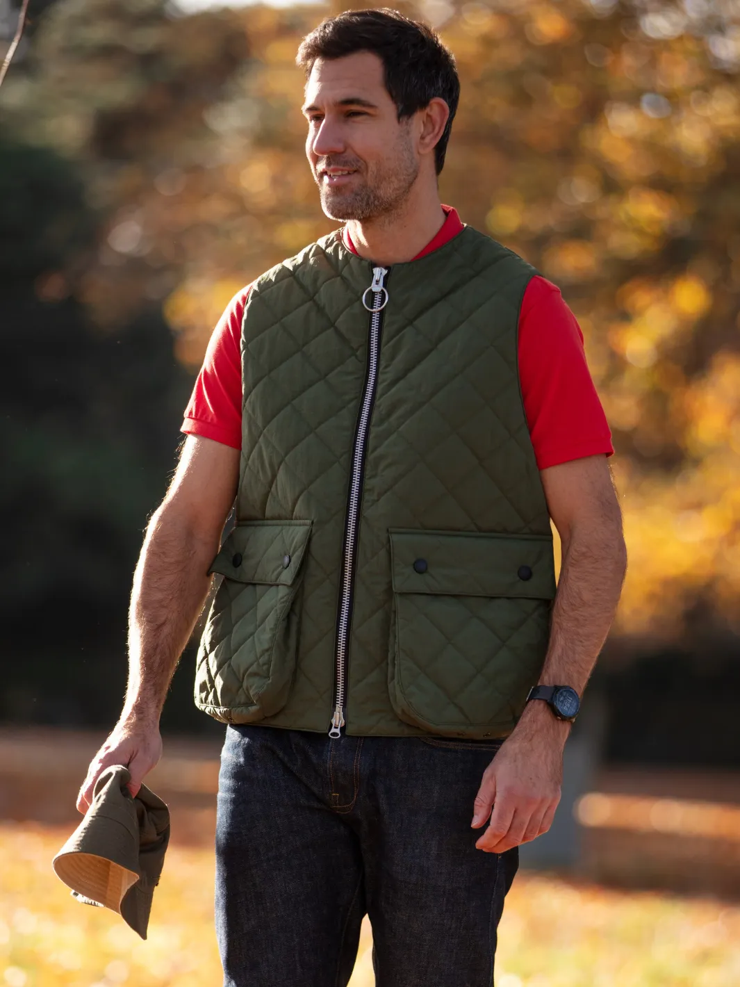 John Partridge Padded Vest vest oliven M/L vattert