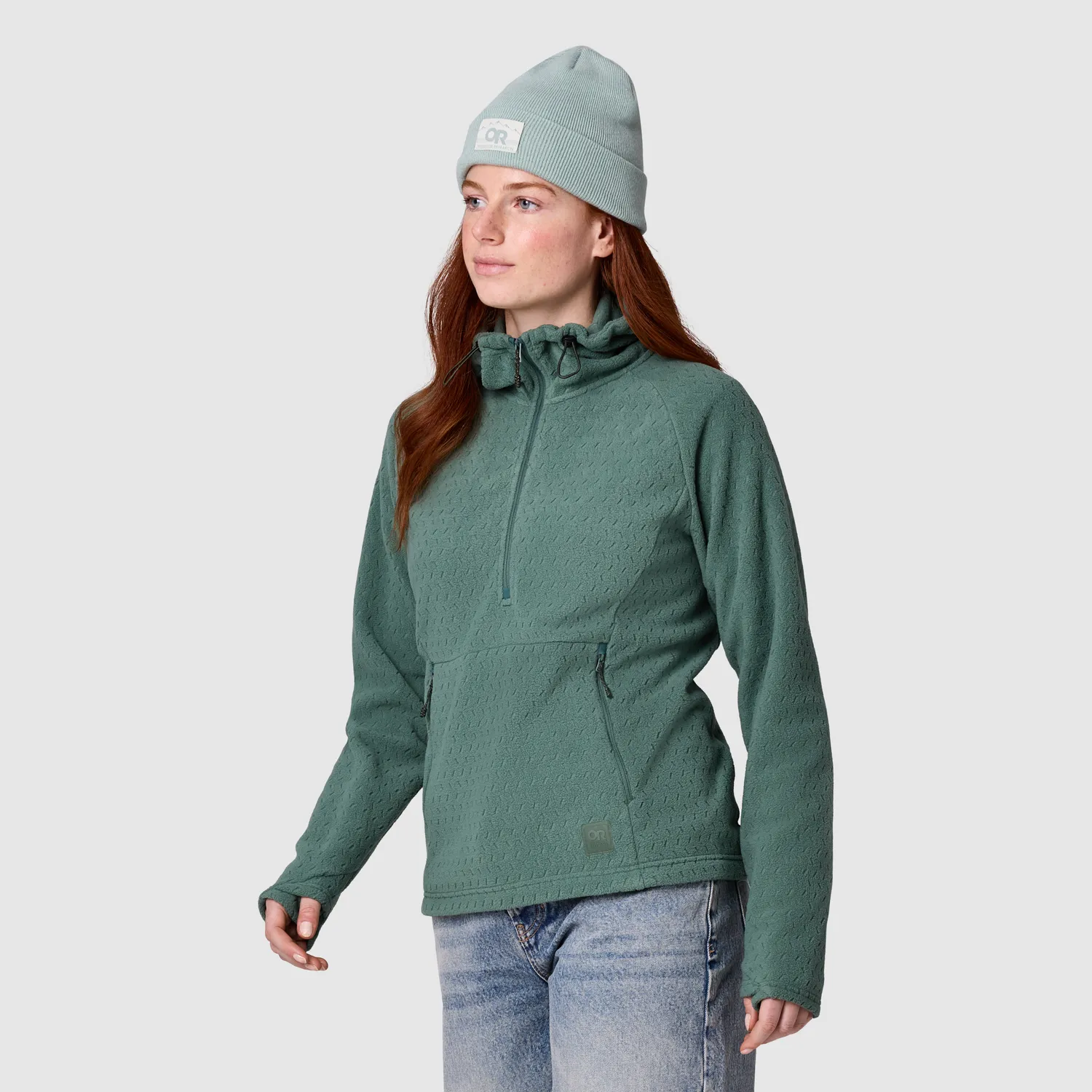 Outdoor Research Trail Mix XT Fleece Pullover Hoodie fleecegenser dame Malachite UPF 50+