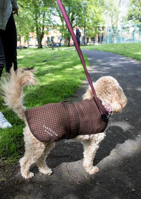 John Partridge Dog Coat hundedekken Brown Gingham S–M bomull