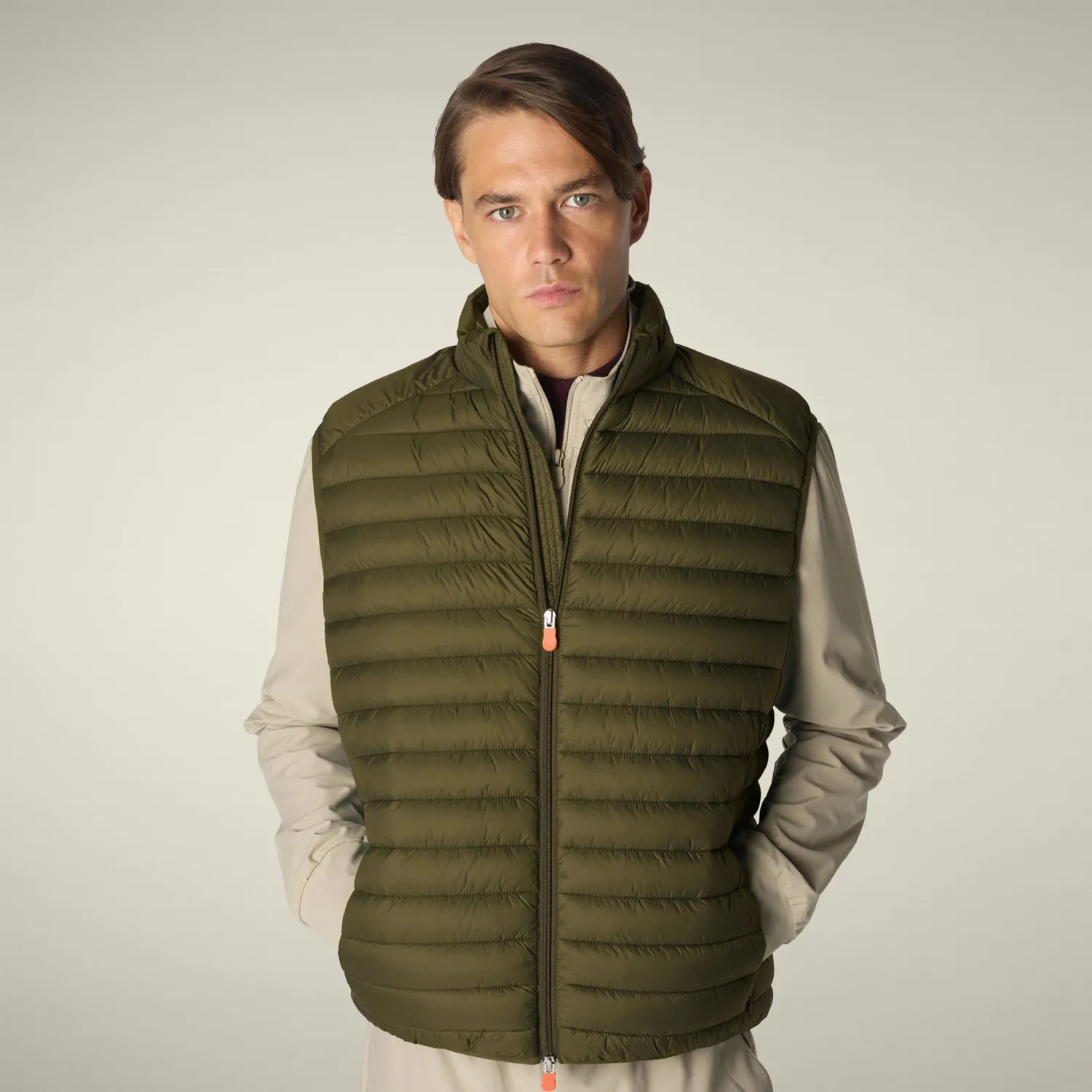 Save The Duck Icons Adam vest herre dusty olive lett