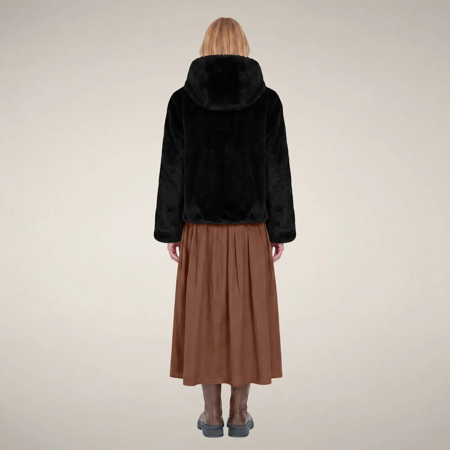 Save The Duck Fashion Laila jakke dame Black vendbar fuskepels