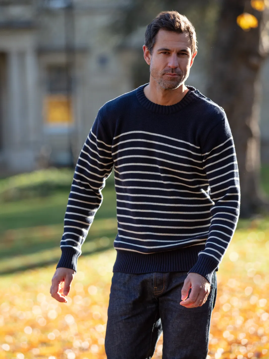 John Partridge Breton Stripe Sweatshirt genser navy stripe bomull