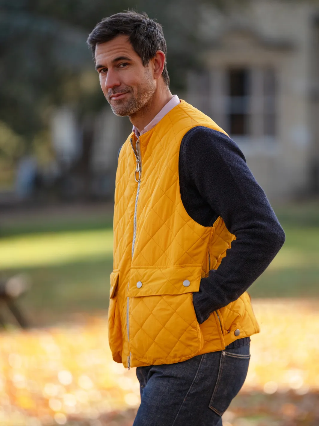 John Partridge Padded Vest vest Yellow M og L quiltet nylon