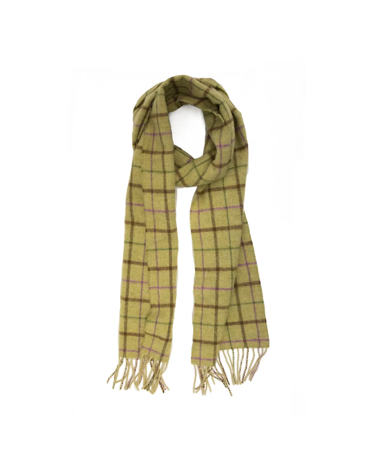 John Partridge Lambswool Check Scarf skjerf Pistachio rutete