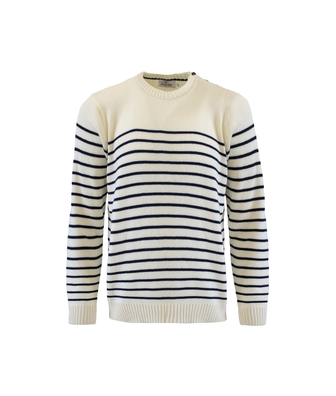 John Partridge Breton Stripe Sweatshirt genser natur/marine 2XL bomull