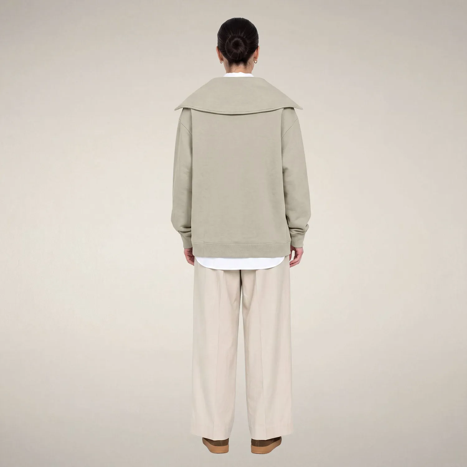 Save The Duck Hinata half-zip topp dame Rainy Beige stretch