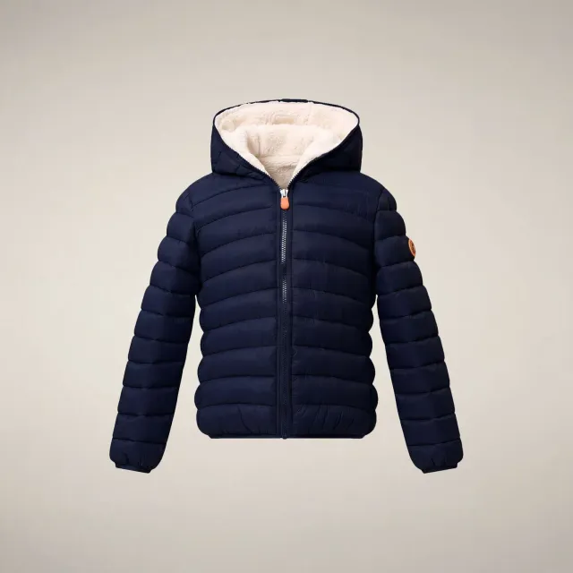 Save The Duck Leci vattert jakke jente navy blue teddyfôr