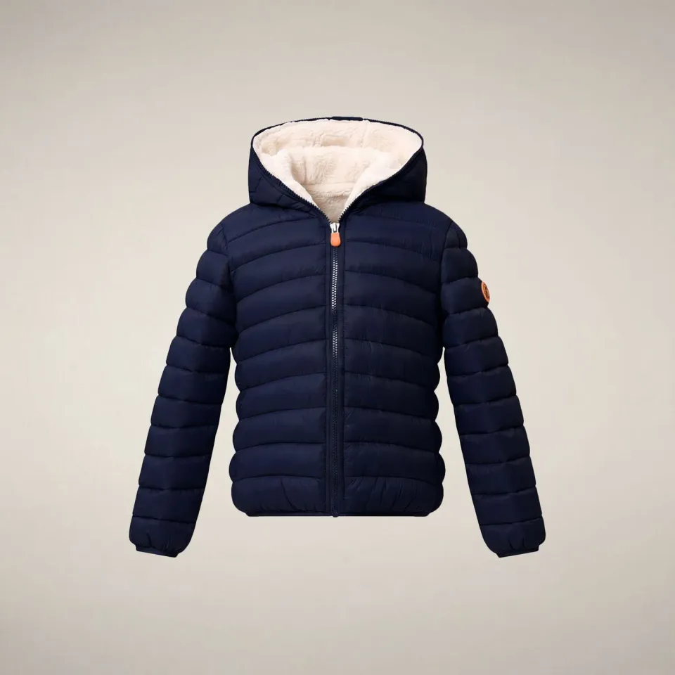 Save The Duck Leci vattert jakke jente navy blue teddyfôr