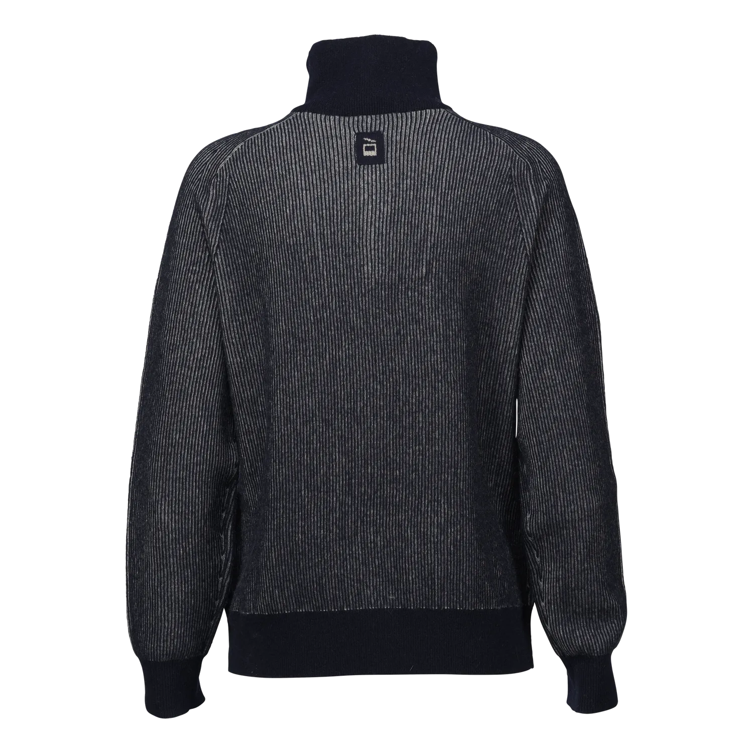 House of Hygge Women's Contrast Rib Half Zip ullgenser Navy ribbestrikk