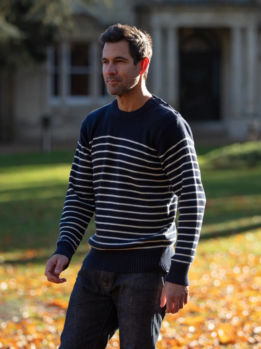 John Partridge Breton Stripe Sweatshirt genser navy stripe bomull