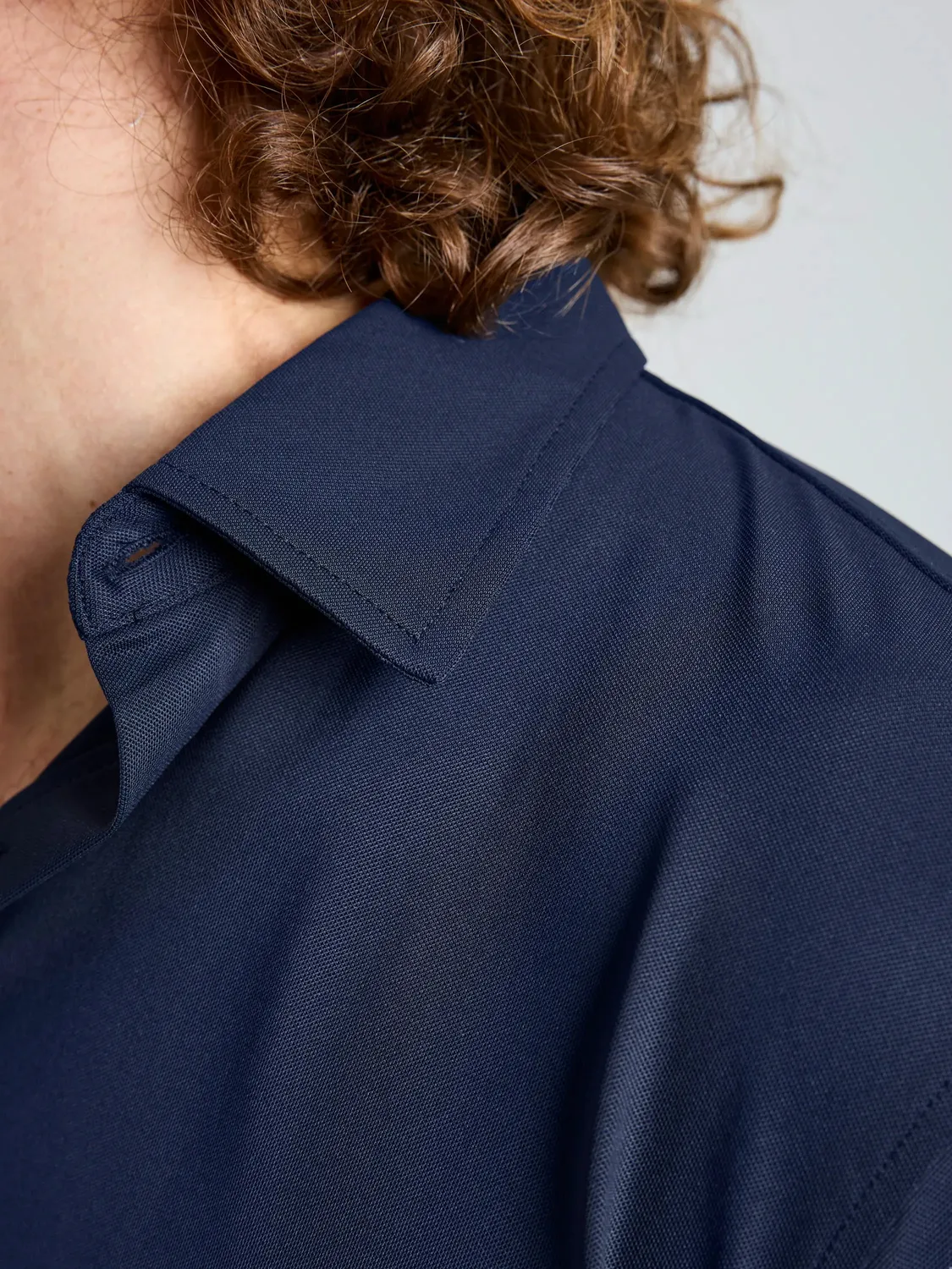 Slam Tech Piqué Shirt LS poloskjorte mørk marineblå UPF 50+