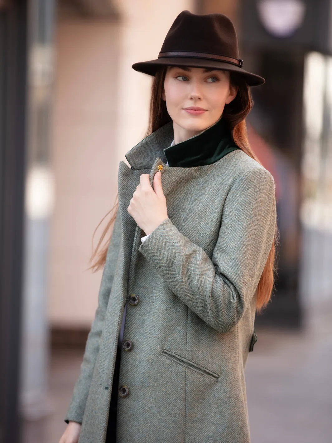 John Partridge Lichfield Long tweedkåpe grønn S–XL 100 % ull