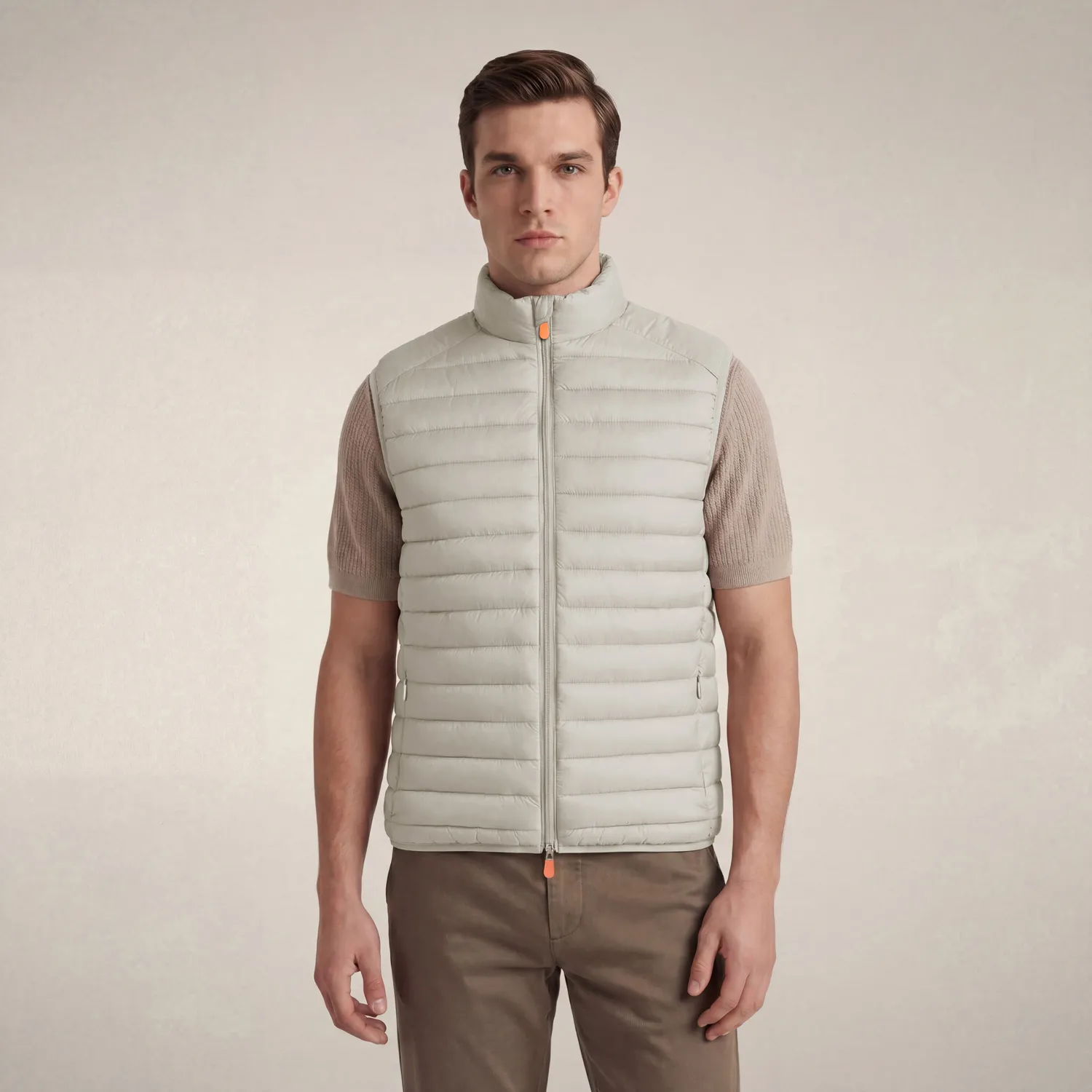 Save The Duck Adam quiltet vest herre, Rainy Beige – dyrefri vattering